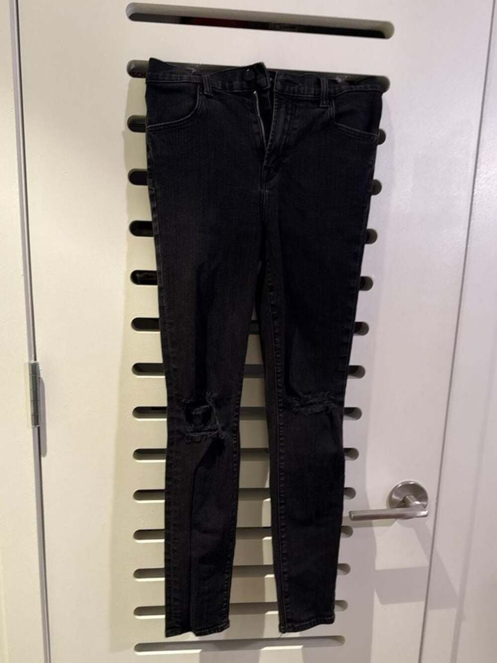 J Brand Alana High-Rise Skinny Jeans in Black Mercy Distressed